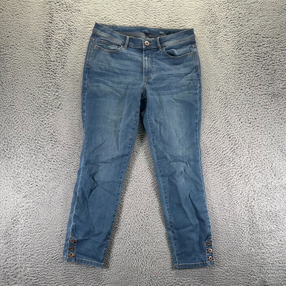 J.Jill Jeans Womens 6 Blue Cotton Denim Skinny Ankle Slim Fit Faded Workwear